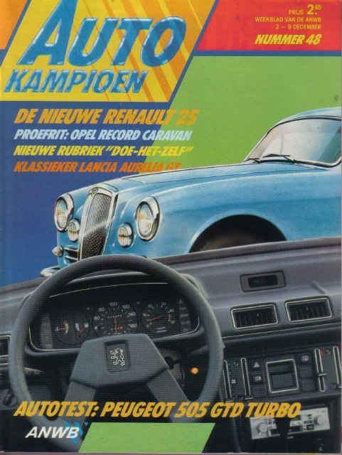 Autokampioen 48 1983: Peugeot 505 GTD Turbo - Lancia Aurelia, Ophalen of Verzenden, Gelezen, Algemeen
