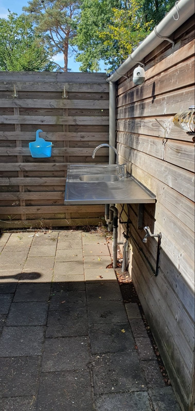 Roestvrijstalen spoelbak met werkblad, 180 cm, Tuin en Terras, Ophalen, Gebruikt