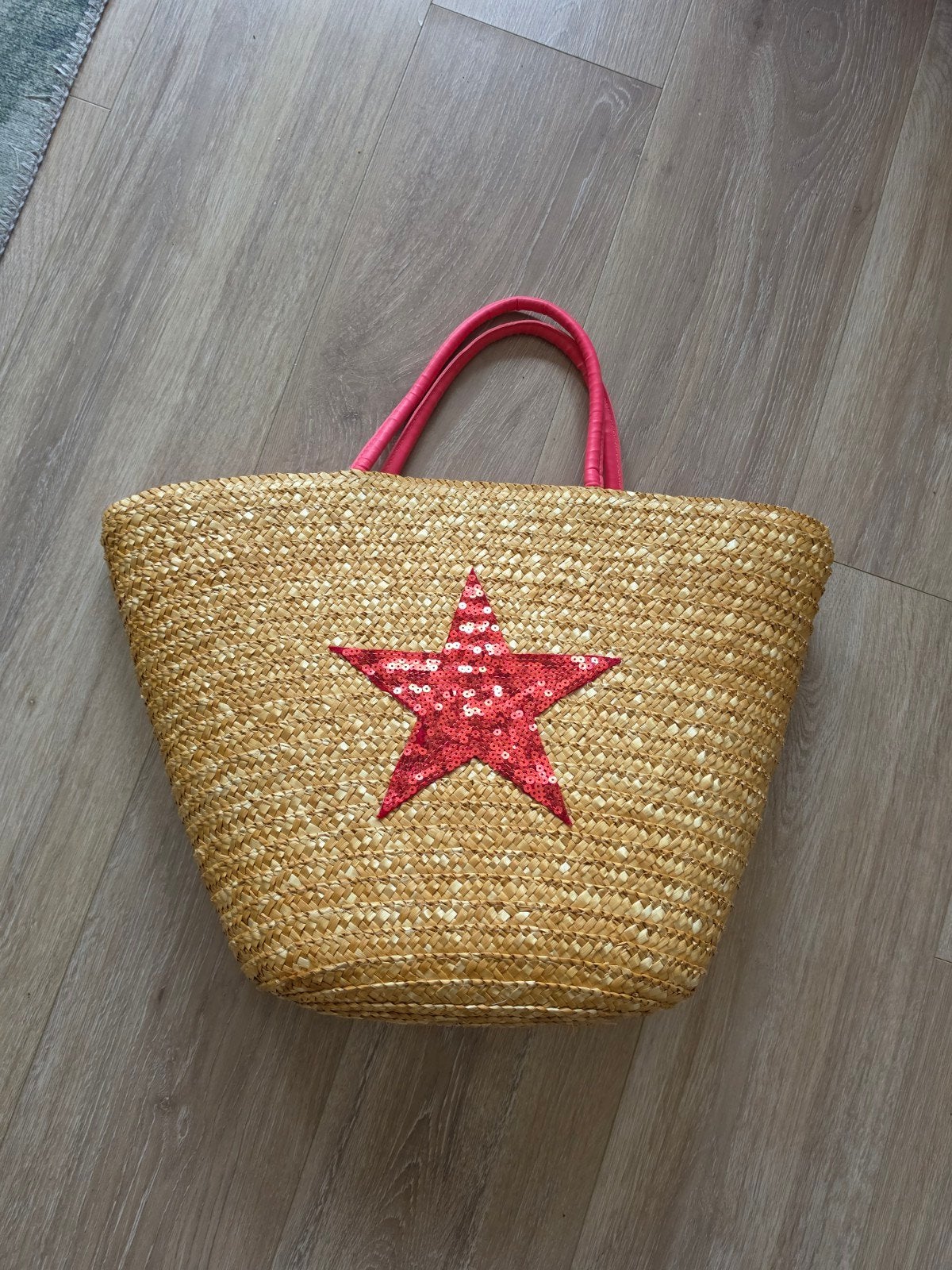 Leuke strandtas met roze pailletten ster, Ophalen of Verzenden, Gebruikt, Roze, Overige typen