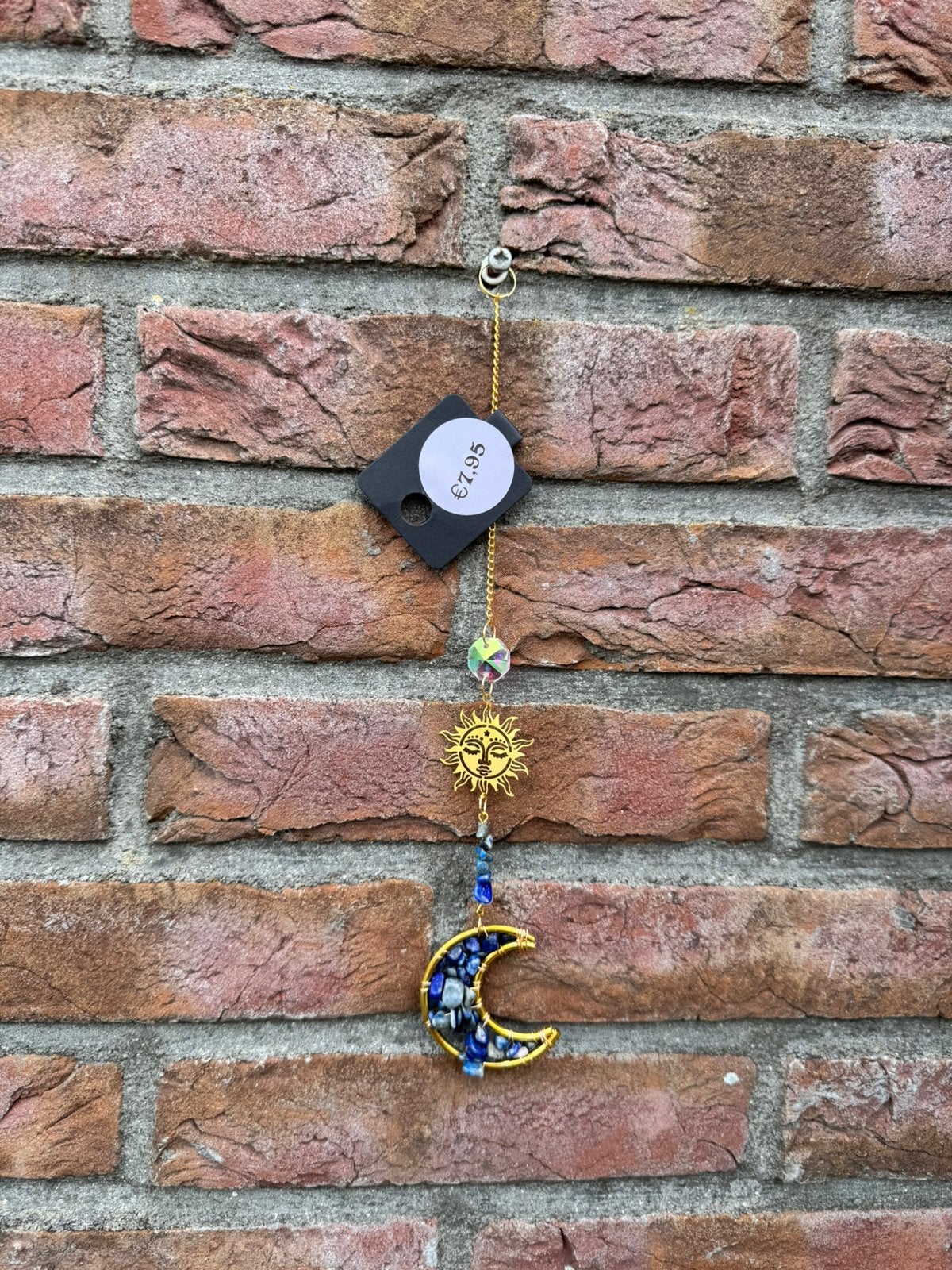 Sodalite Moon & Sun Wall Hanging – Celestial Crystal Decor, Ophalen of Verzenden, Zo goed als nieuw