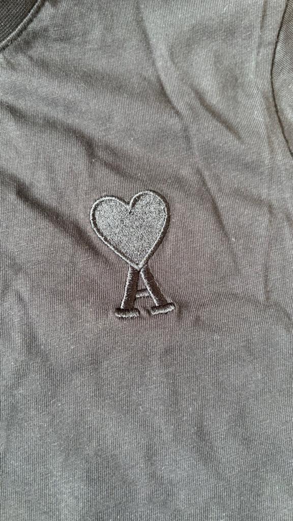 Ami Paris Zwart T-shirt met Geborduurd Logo - Maat L, Ophalen of Verzenden, Gedragen, Maat 52/54 (L), Zwart
