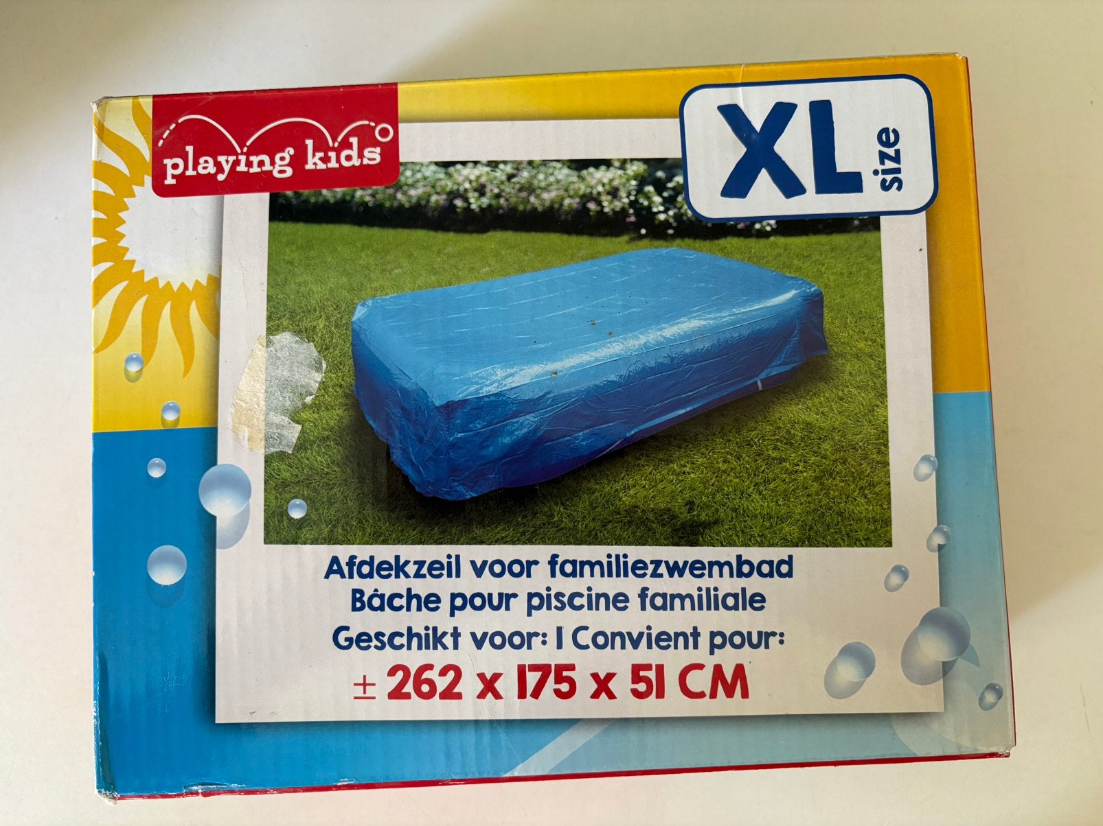 Te koop AFDEKZEIL ZWEMBAD 262 x 175 x 51 cm, Ophalen, Zo goed als nieuw, Afdekzeil