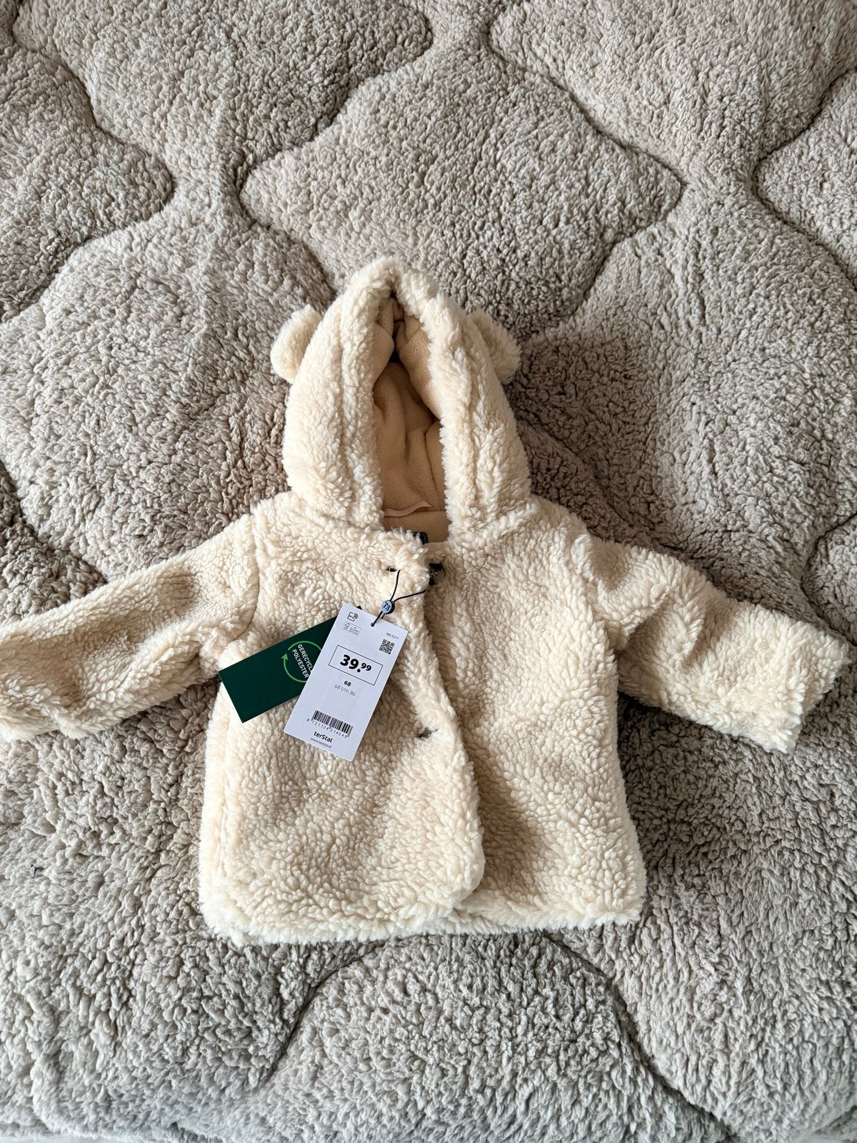 Nieuw Crème Teddy Baby Jasje Maat 68 met Fleece Voering, Ophalen of Verzenden, Nieuw, Jongetje of Meisje, Jasje
