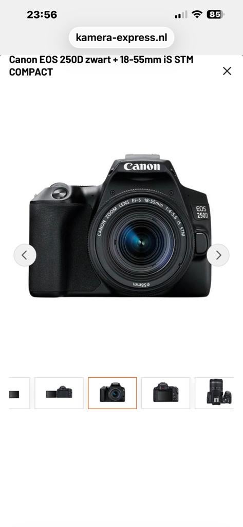 Canon EOS 250D zwart + 18-55mm IS STM COMPACT, Spiegelreflex, Canon, Ophalen of Verzenden, Zo goed als nieuw