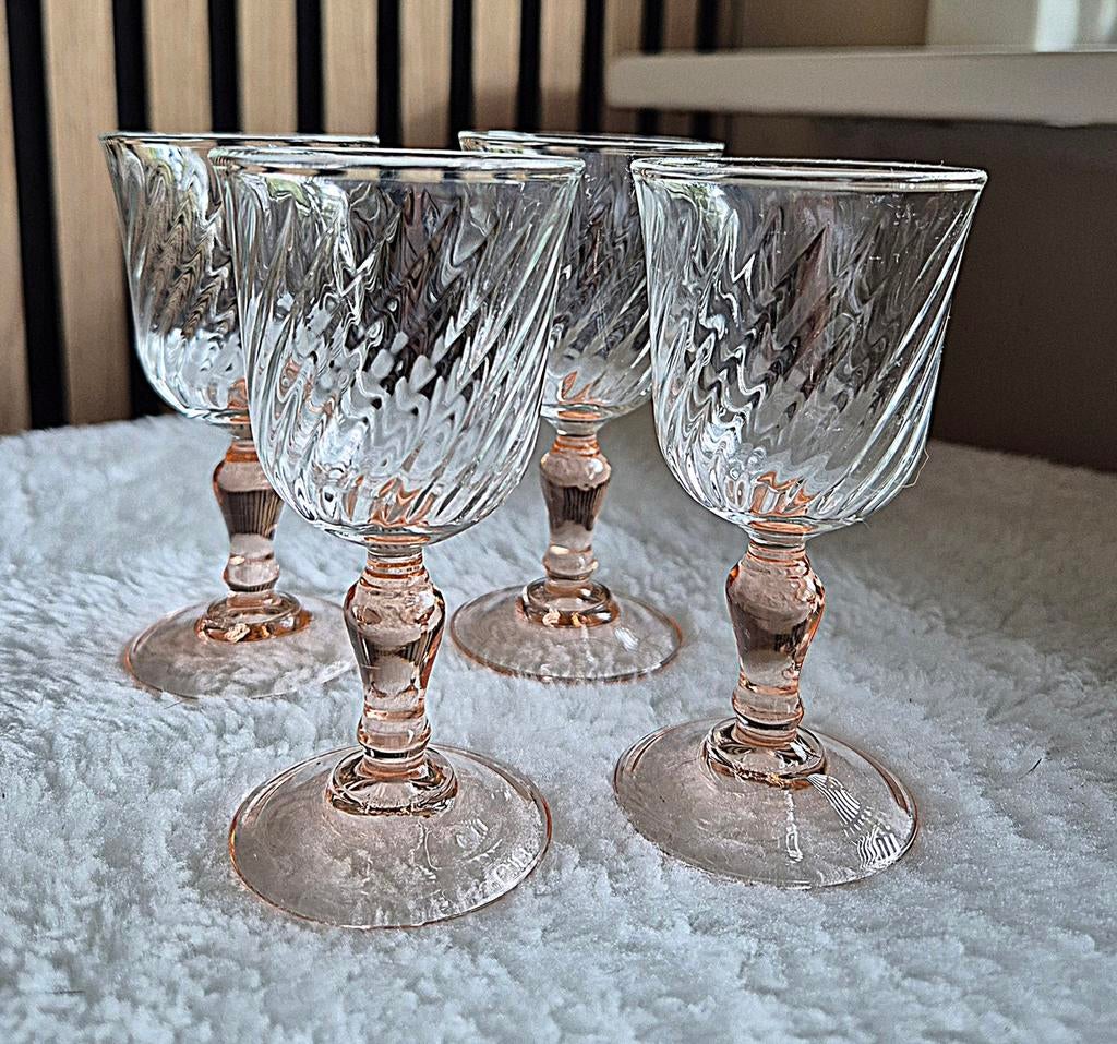 4 Luminarc Rosaline Swirl glazen, Ophalen of Verzenden, Zo goed als nieuw, Overige typen