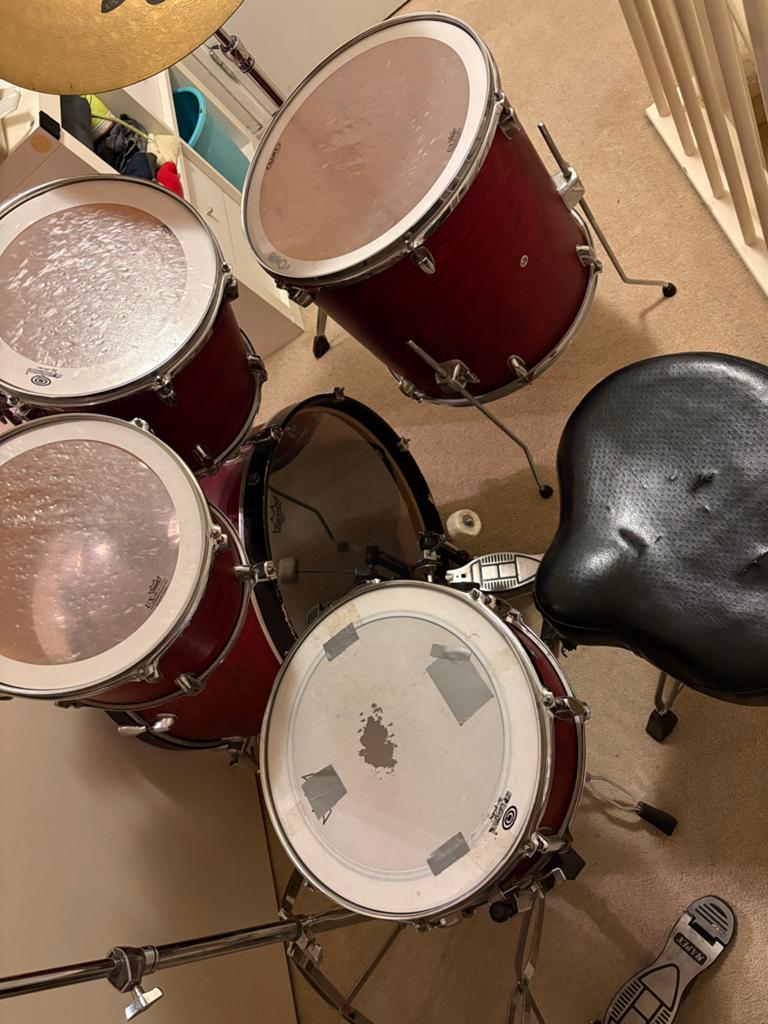 Compleet Mapex drumstel met bekkens van Paiste en kruk, Ophalen, Zo goed als nieuw, Overige merken