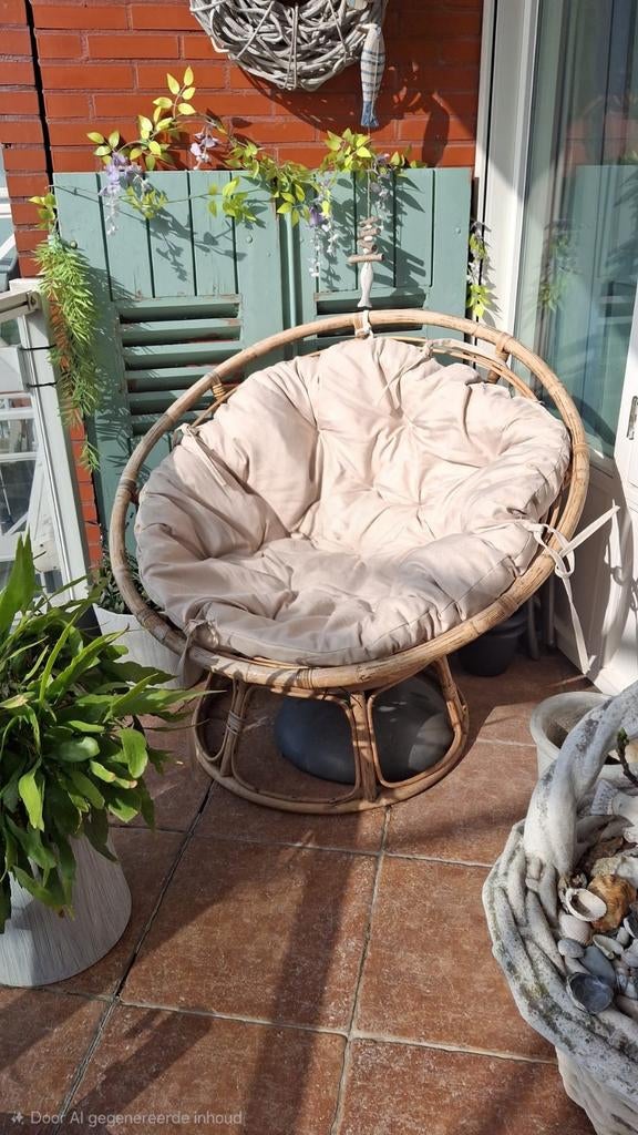 Rotan Lounge stoel Papasan met Kussen, Ophalen, Gebruikt, Overige kleuren, Stof