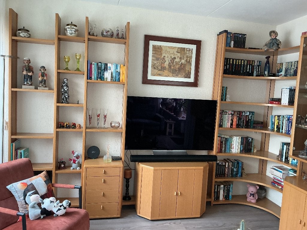 Wandmeubel blank eiken, Ophalen, Eikenhout, 200 cm of meer, Zo goed als nieuw