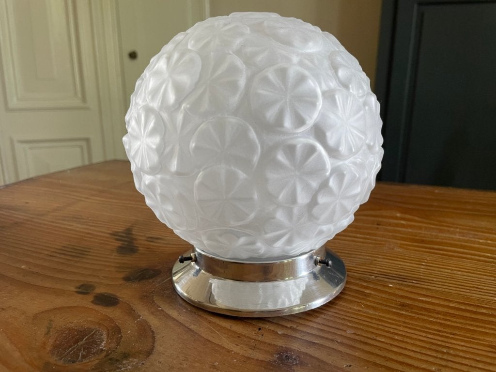 Plaffoniere Plafondlamp WC Douche Lamp matglas art deco 1930, Ophalen of Verzenden