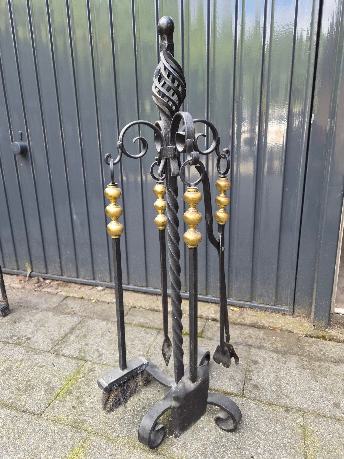 Antieke haardset met standaard, zwart en goud, Ophalen, Gebruikt, Overige soorten