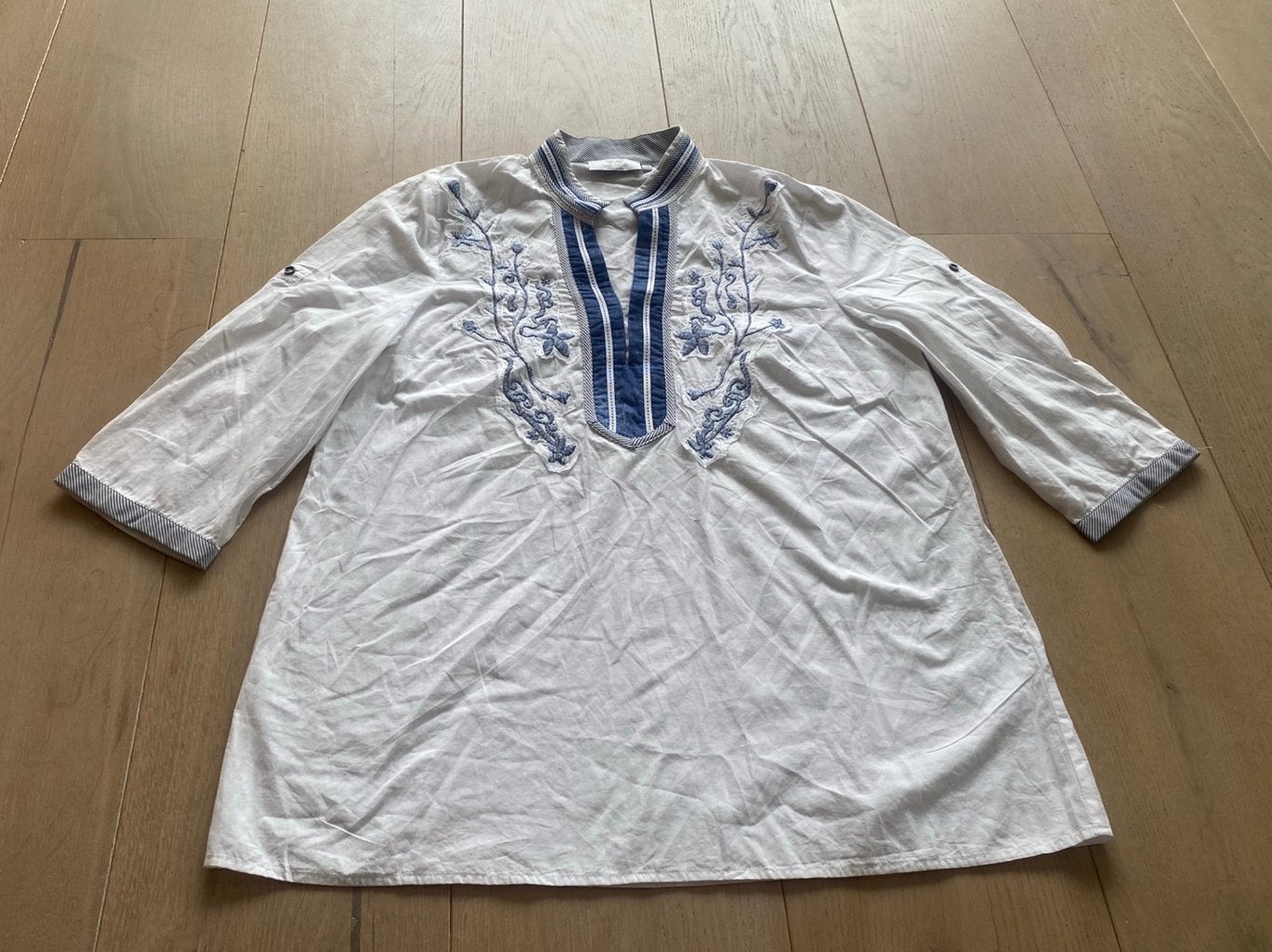Just white blouse 42 nieuwstaat, Ophalen of Verzenden, Zo goed als nieuw, Maat 42/44 (L), Wit