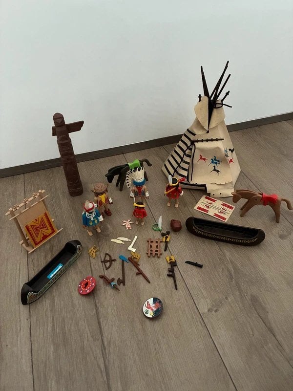 Playmobil indianen en western met tipi tent, Ophalen of Verzenden, Gebruikt