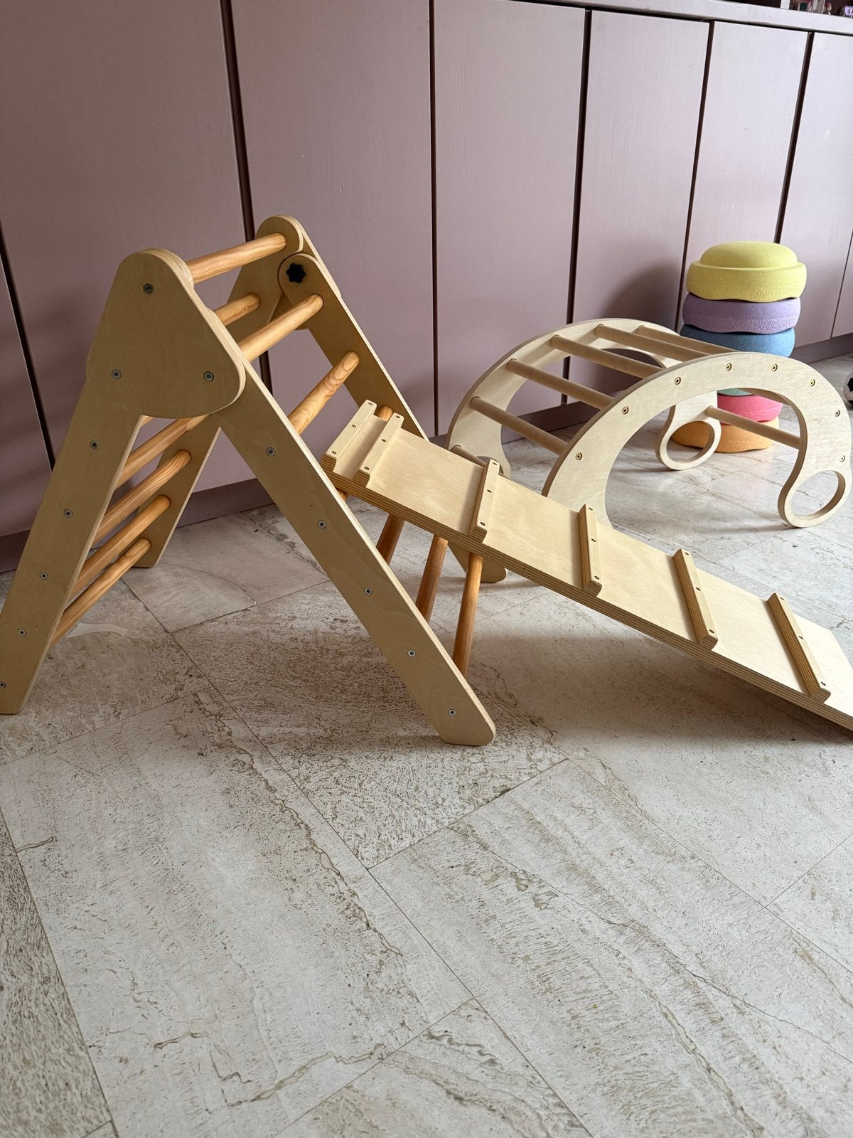 Houten Klimrek en Glijbaan Set voor Kinderen, Ophalen, Zo goed als nieuw, Glijbaan
