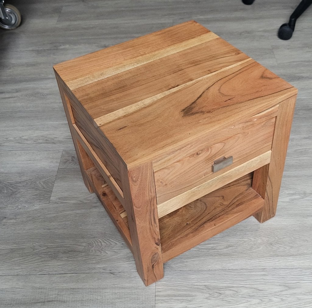 Teak houten kastje ladekastje nachtkastje bijzettafeltje, Ophalen, Minder dan 45 cm, Minder dan 55 cm, Vierkant