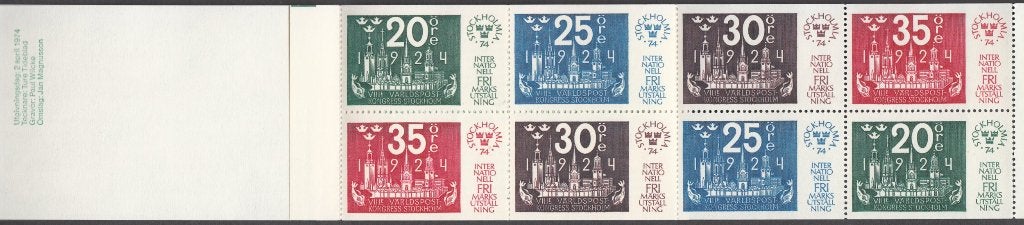 Zweden boekje Stockholmia 1974 met Facit 861/864BB, Postzegels en Munten, Postzegels | Europa | Scandinavië, Ophalen of Verzenden