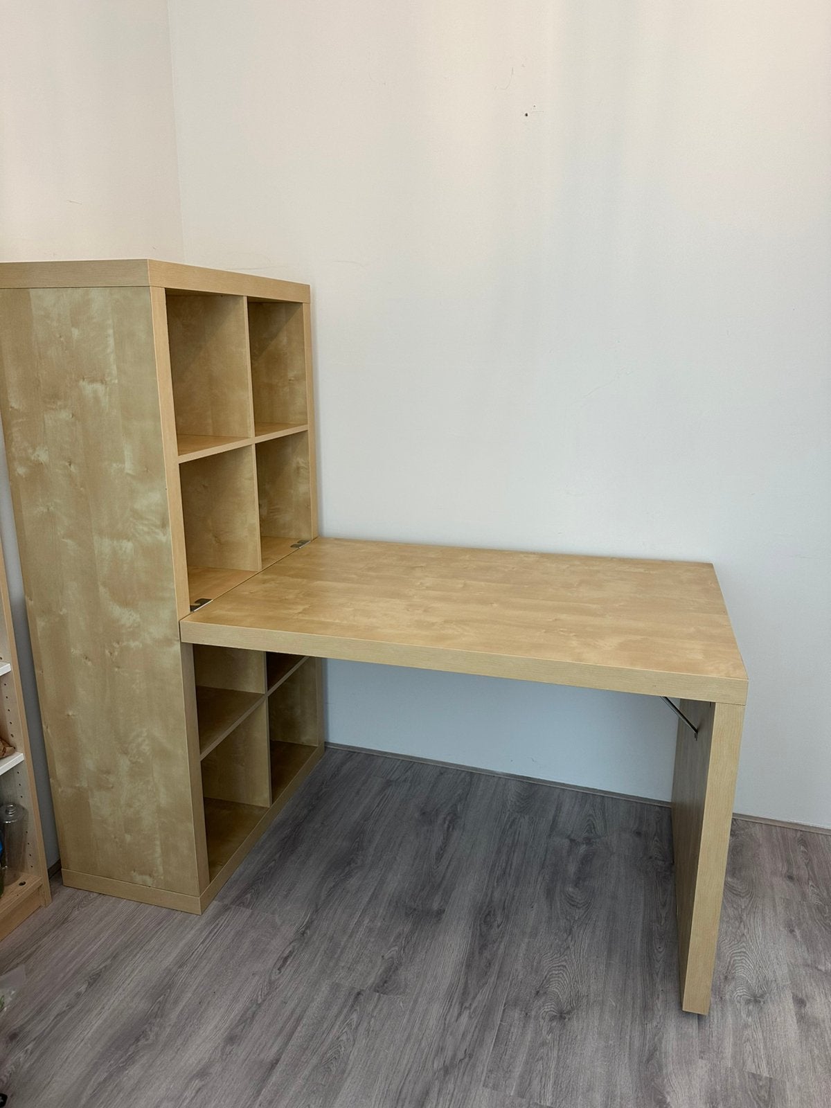 Praktisch bureau met vakkenkast (IKEA kallax /Expedit stijl), Opbergruimte, Hout, Ophalen of Verzenden, IKEA