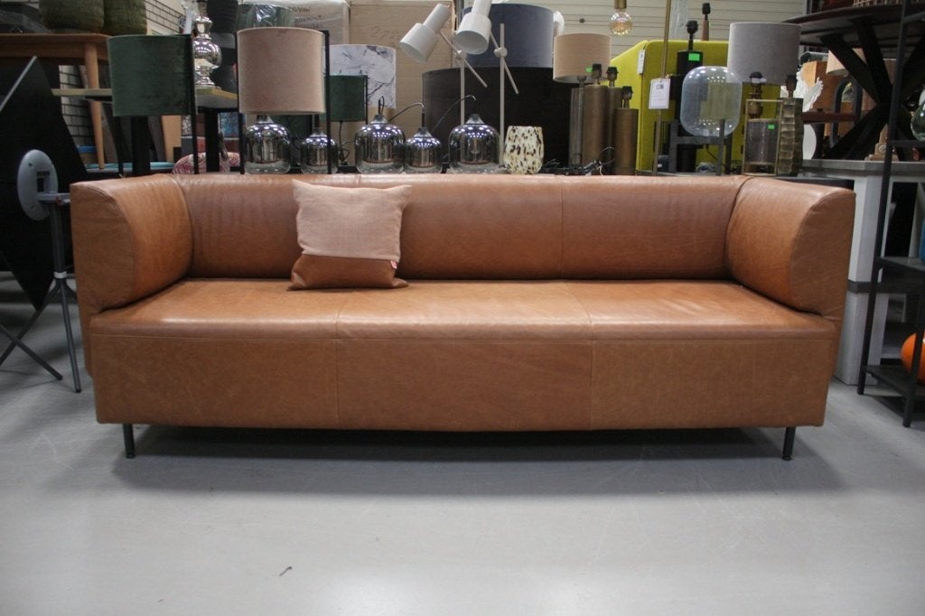 Luxe bank TRAY Jess Design leer bankstel cognac bruin, Huis en Inrichting, Ophalen, Zo goed als nieuw, Leer, 75 tot 100 cm