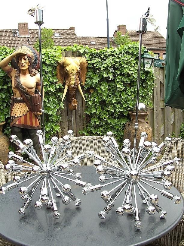 FIFTIES SIXTIES CHROMEN DESIGN SPOETNIK / SPUTNIK LAMPEN, Ophalen, 50 tot 75 cm, Glas, FIFTIES SIXTIES RETRO