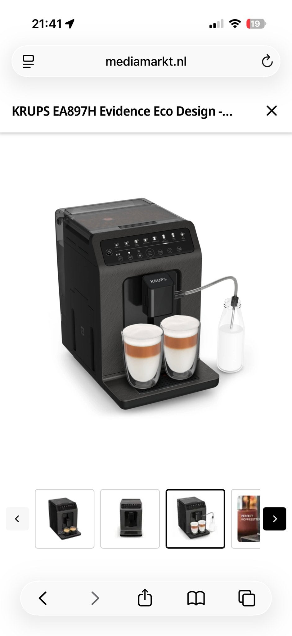 Krups EA897H Evidence Eco Design - 1 jaar oud, Afneembaar waterreservoir, Espresso apparaat, Zo goed als nieuw, 4 tot 10 kopjes