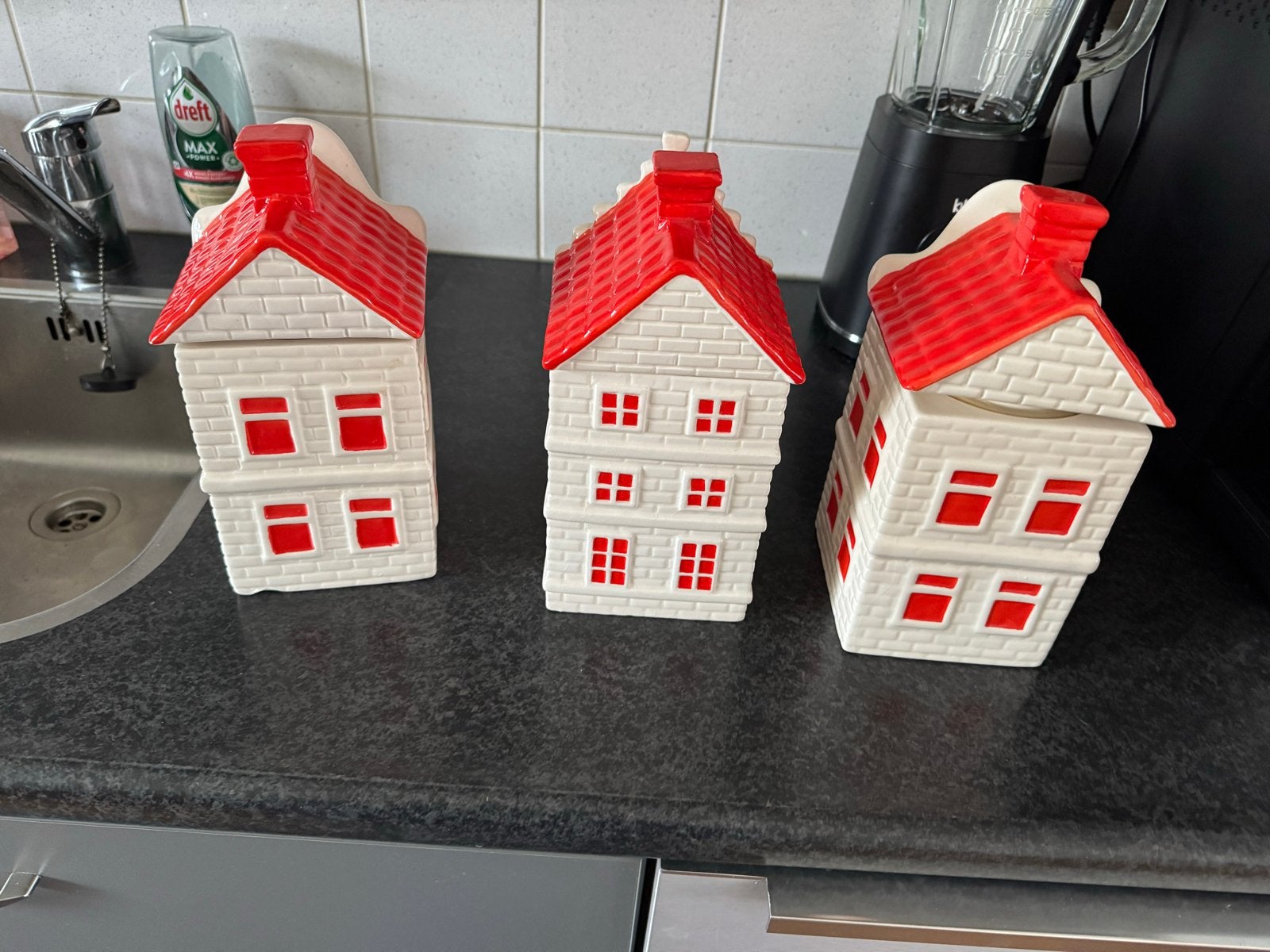 3 Postcodeloterij huisjes - Zo goed als nieuw, Ophalen, Zo goed als nieuw, Wit, Steen/keramiek