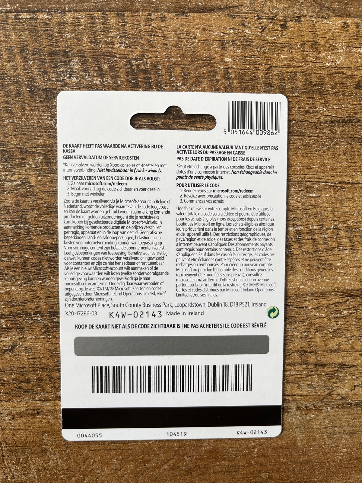 Xbox giftcard, Eén persoon, Cadeaubon