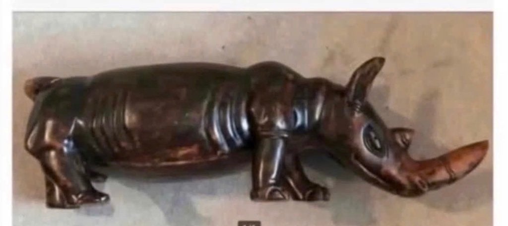 Heel grote XL zware Hout Afrikaanse neushoorn 75 cm, Antiek en Kunst, Kunst | Beelden en Houtsnijwerken, Ophalen