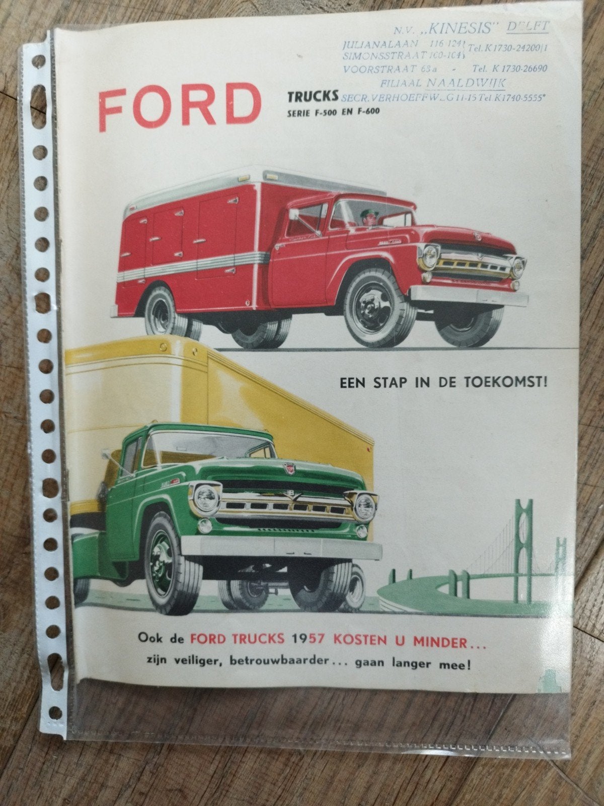 Ford Trucks 1957 Brochure - F-500 en F-600 (Nederlands), Gelezen, Ford, Ophalen of Verzenden, Ford