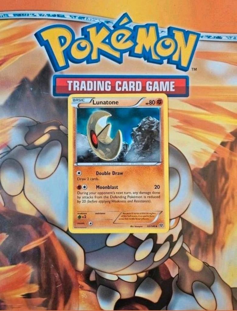 Lunatone 63/146 XY base set pokemon kaart, Ophalen of Verzenden, Gebruikt, Losse kaart