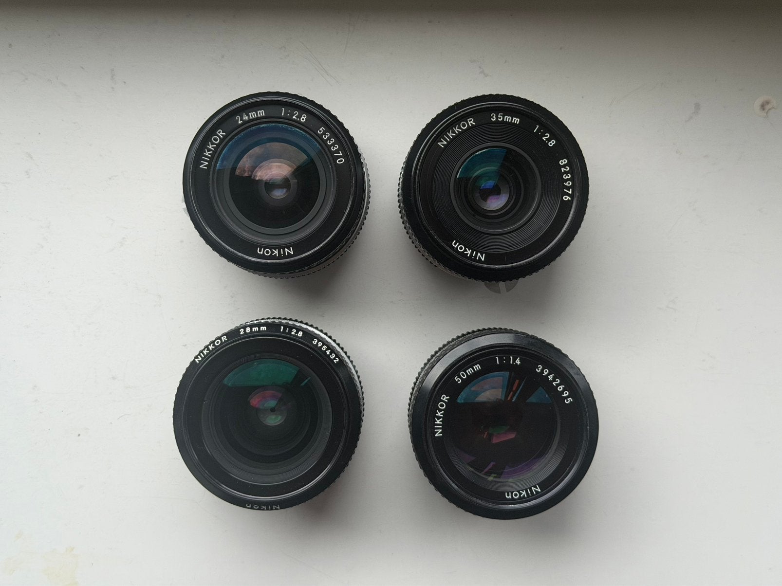 Nikon ai(s) lenzen set 24,28,35,50mm, Gebruikt, Nikon, Ophalen of Verzenden, Handmatige focus