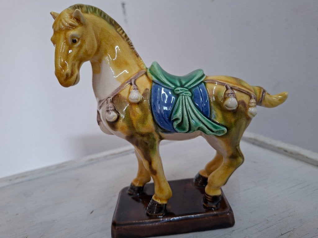 vintage handgemaakte keramiek paard beeld, Ophalen of Verzenden