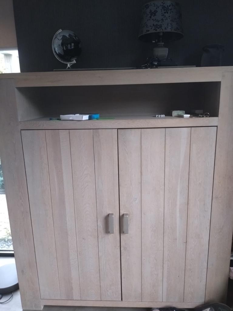 Eiken houten kast met deuren en open vak, Huis en Inrichting, Kasten | Overige, Ophalen