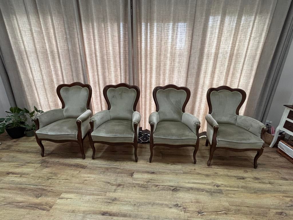 Set van 4 Selva fauteuils Louis XV stijl, Huis en Inrichting, Ophalen, Gebruikt, Louis XV / rococo stijl, Minder dan 75 cm
