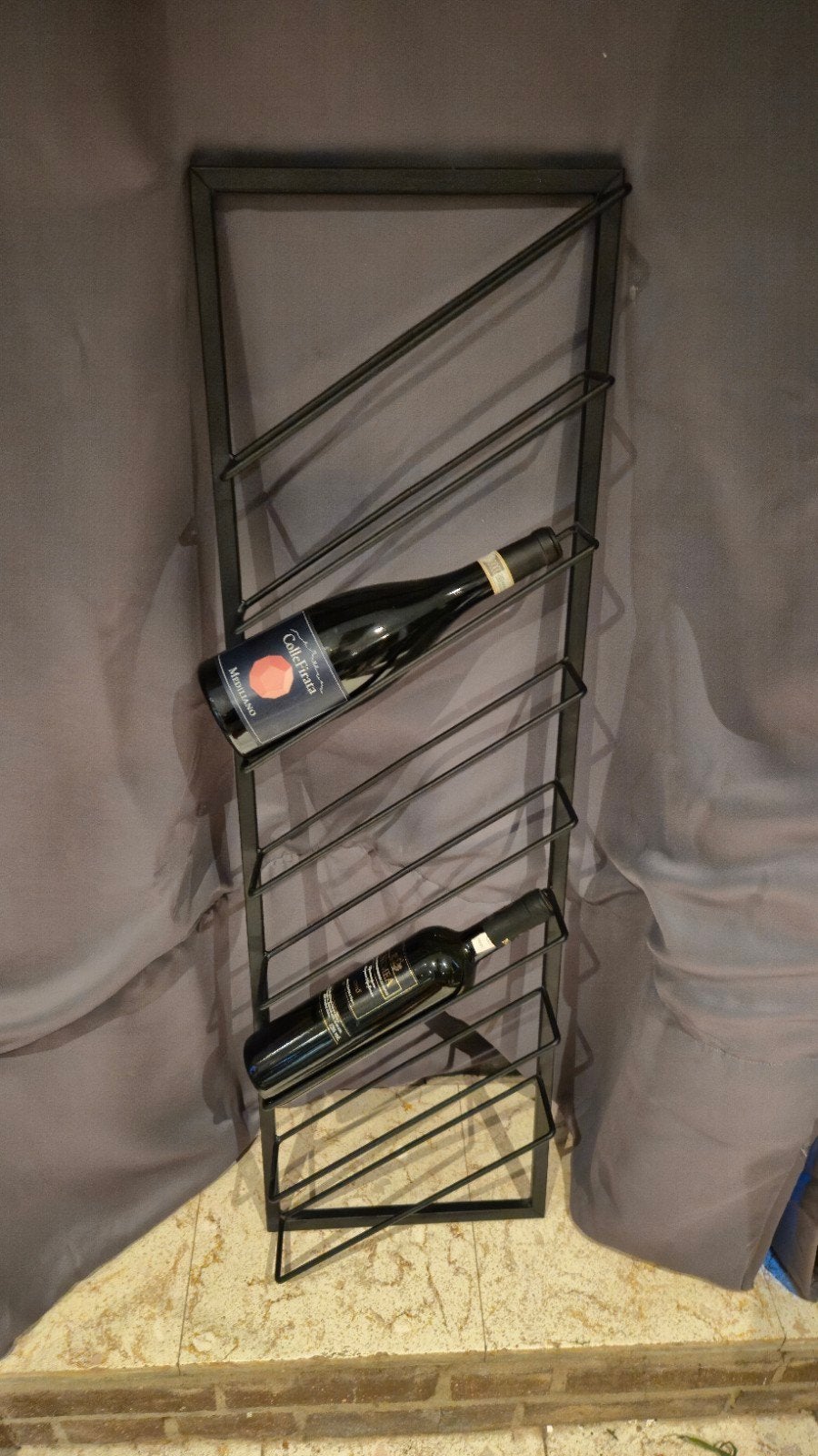 Zwart metalen wijnrek voor 8 flessen - 100x30 cm, Ophalen, 5 tot 15 flessen, Zo goed als nieuw, 75 – 100