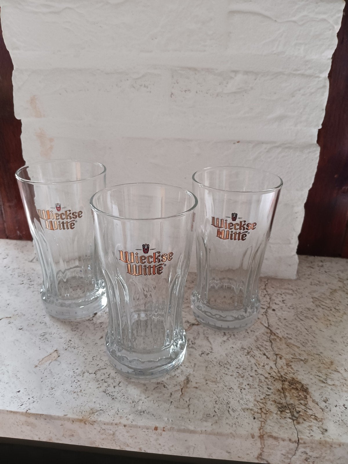 4 nieuwe Wieckse Witte bierglazen., Ophalen of Verzenden, Nieuw, Bierglas