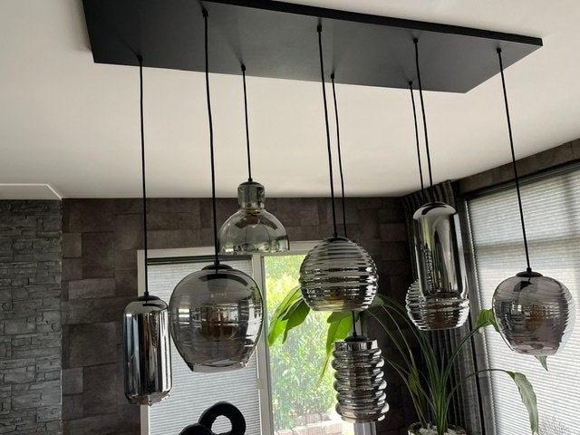 Hanglamp smoke glas, Ophalen, E27 (groot), Modern, Glas