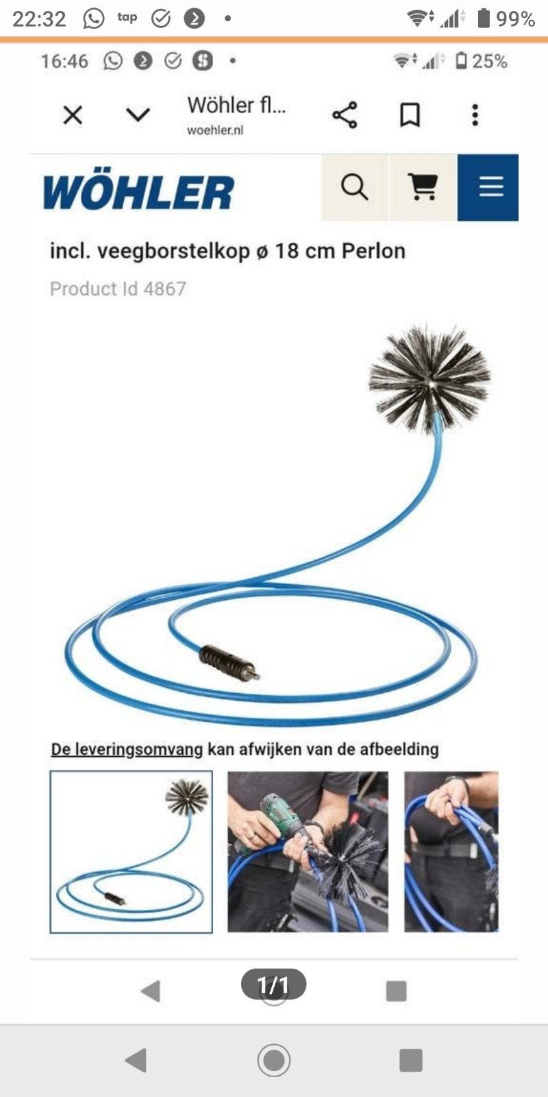 Borstel voor het reinigen van ventilatie kanalen, Ophalen, Zo goed als nieuw, Ventilator en Afzuiger