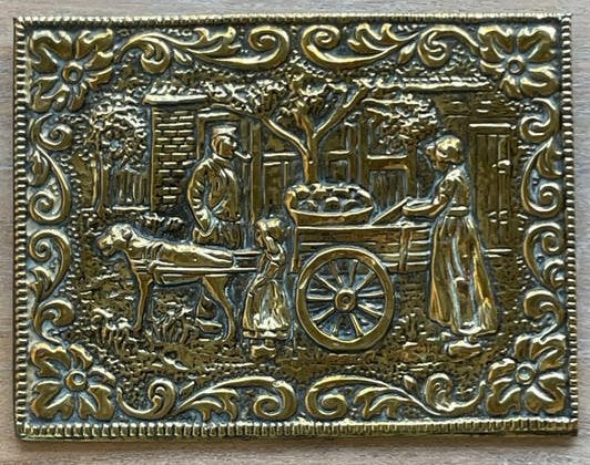 Vintage Koperen Plaquette: Hollandse Scène, Ophalen of Verzenden, Koper