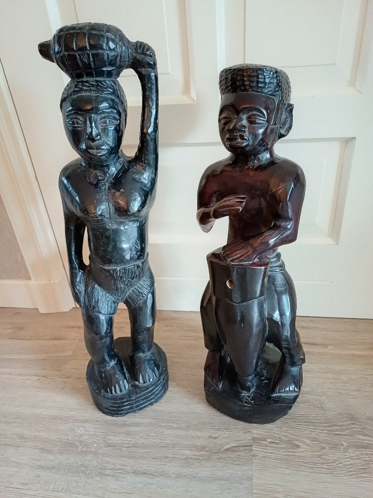 Afrikaanse beelden hout, Ophalen, 50 - 100 cm, Handgemaakt, Zwart