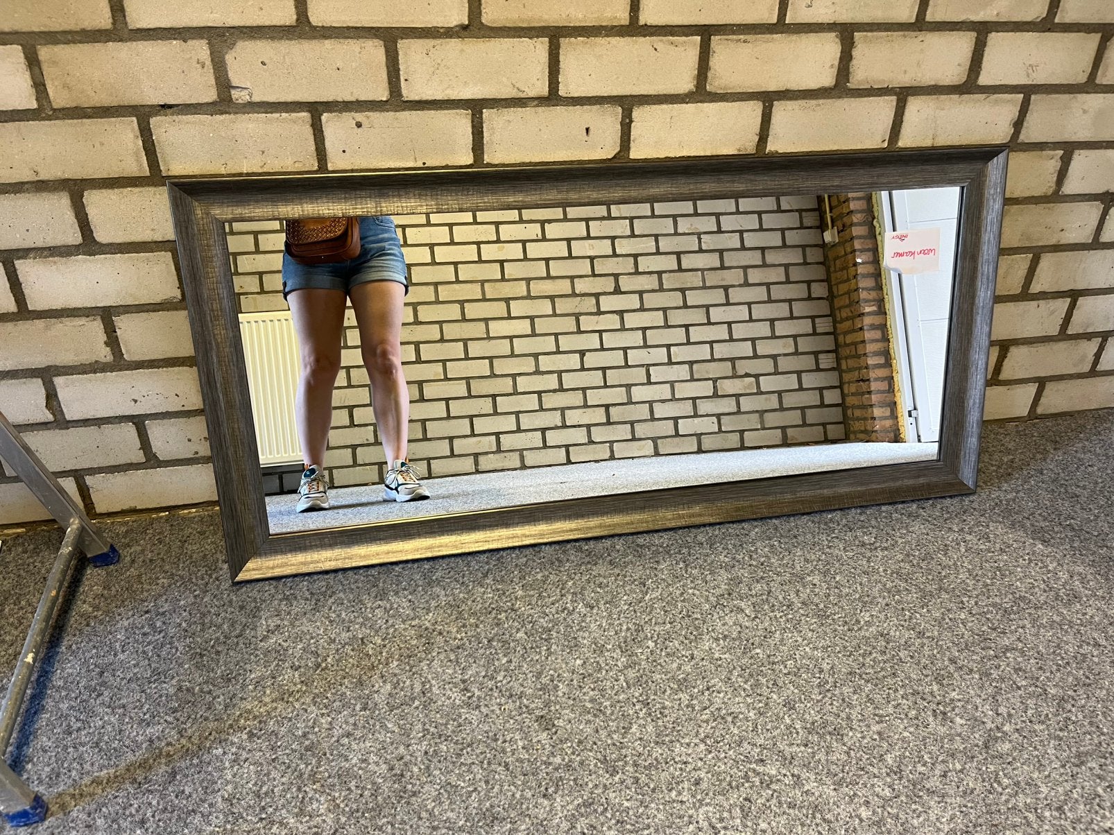Spiegel zilveren rand 160 bij 62 cm zgan, 75 tot 150 cm, Raamkozijn, Ophalen of Verzenden, Zo goed als nieuw