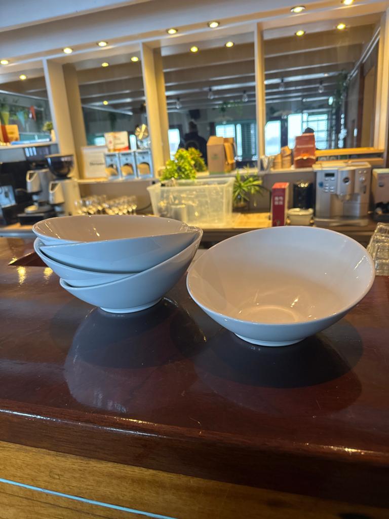 Diverse witte schalen en borden - Horeca servies, Gebruikt, Keramiek, Ophalen of Verzenden, Effen