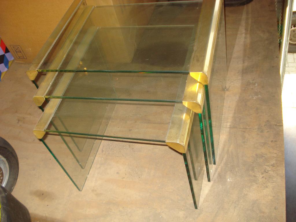 glazen bijzet tafels, Minder dan 55 cm, Rechthoekig, Ophalen, 45 tot 60 cm