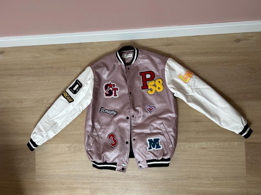 *NIEUW!* Leren bomberjas Miss Selfridge, mt XS, met patches, Nieuw, Ophalen of Verzenden, Roze, Maat 34 (XS) of kleiner