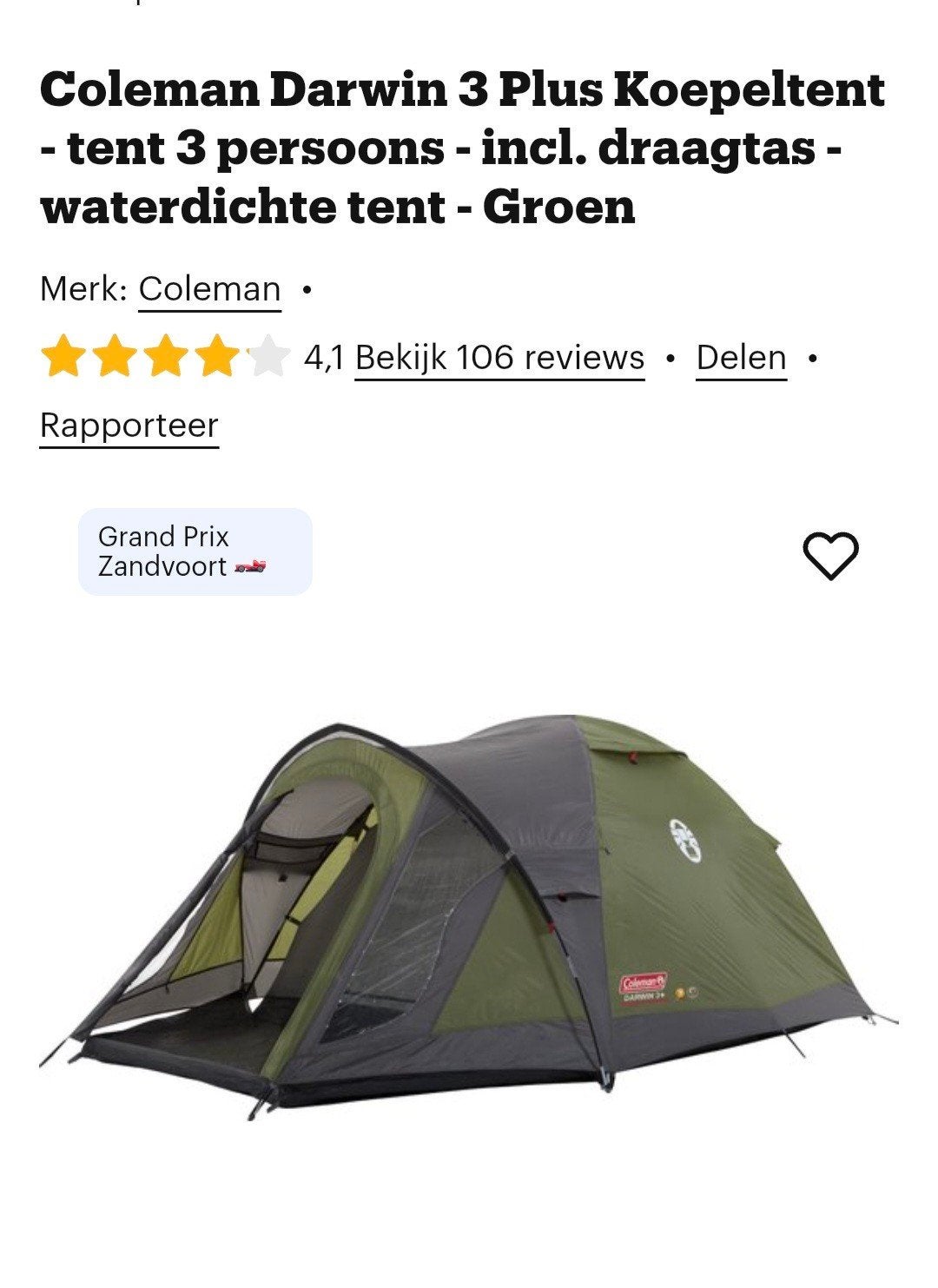 mooie darwin 3 tent, Caravans en Kamperen, Tenten, Ophalen of Verzenden, Zo goed als nieuw, Tot en met 3