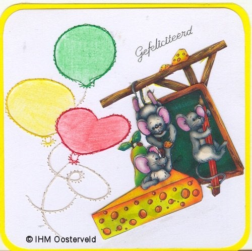 3D Kaart Verjaardag 10  Muizen met ballonnen, Ophalen of Verzenden, Nieuw, Kerst