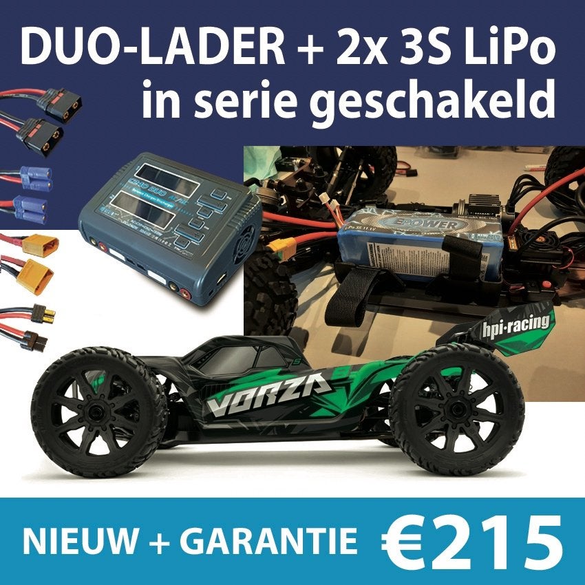 AANBIEDING LiPo + lader voor HPI Vorza 6S nieuw €215,-, Elektro, Nieuw, Ophalen of Verzenden, Onderdeel