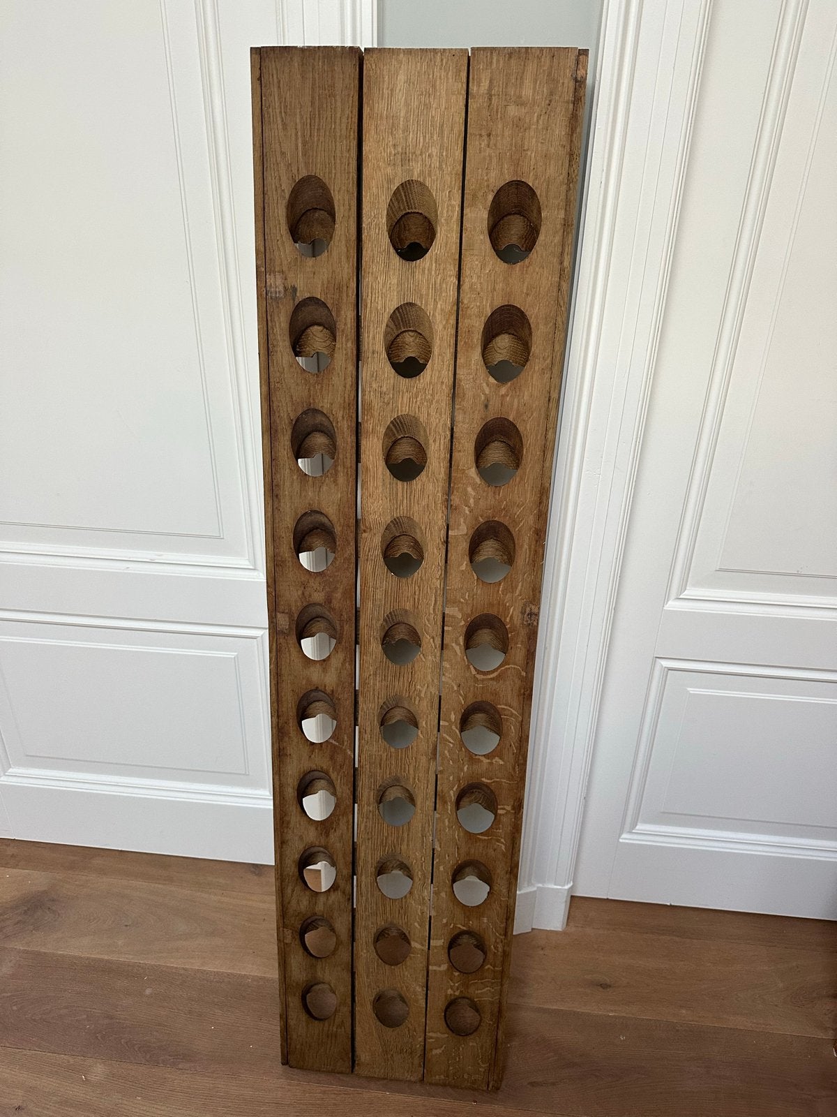 houten champagne / wijnrek - Handgemaakt, Huis en Inrichting, Ophalen, Gebruikt, 25 flessen of meer, 75 – 100