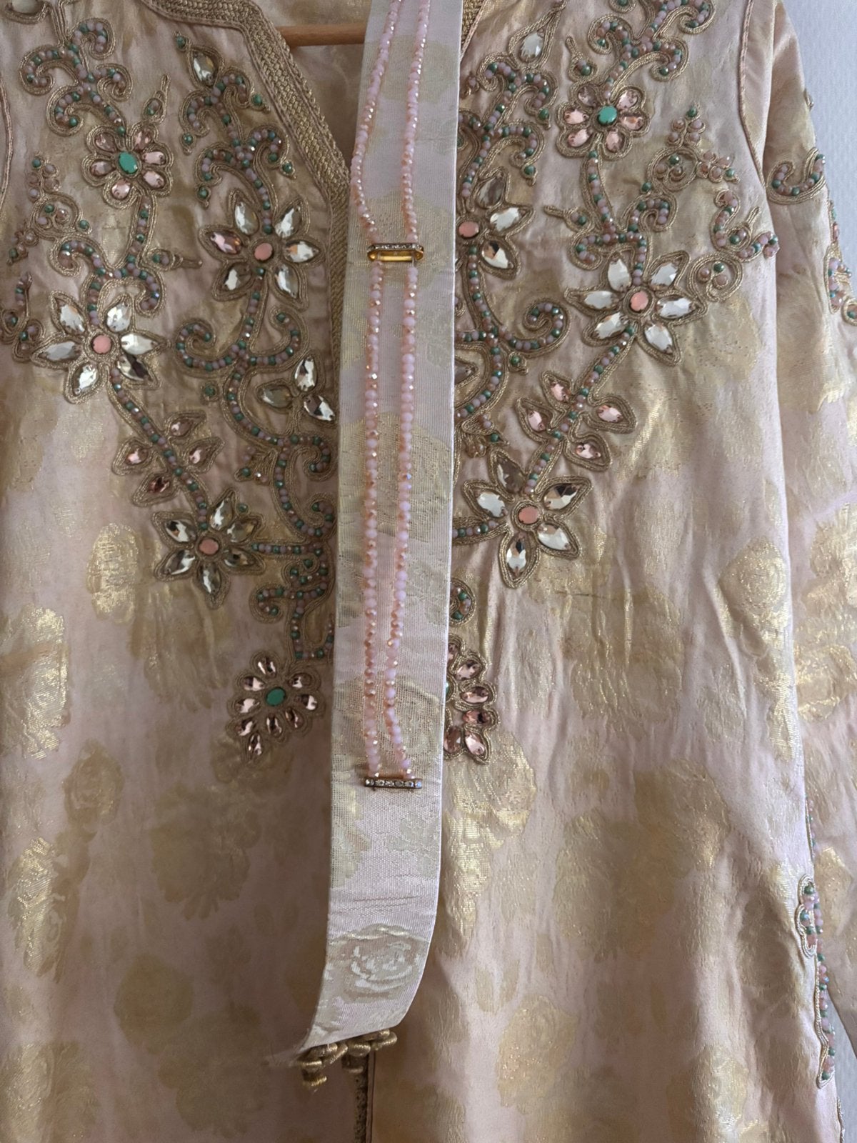 Beige gouden Kaftan/ marokkaanse jurk S/M of 36/38, Overige typen, Beige, Ophalen of Verzenden, Zo goed als nieuw