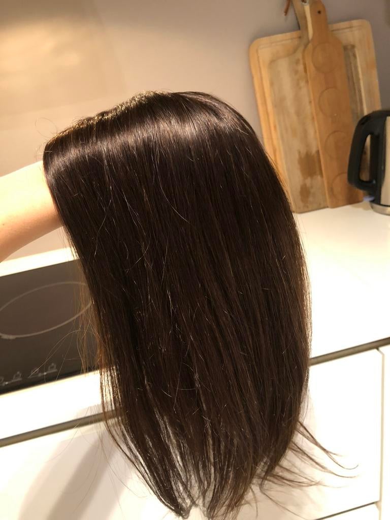 Haar topper pruik bruin kleur 2 100% human virgin hair, Pruik of Haarverlenging, Nieuw, ?, ?
