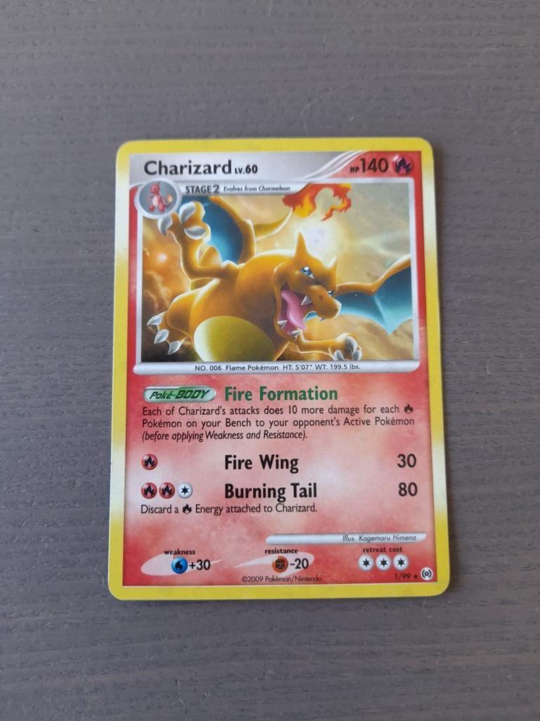 2009 arceus 1/99 charizard holo, Ophalen of Verzenden, Gebruikt, Losse kaart, Foil