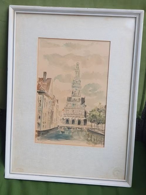 aquarel Alkmaar de Waag, Ophalen